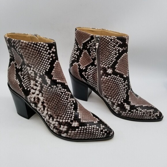 14th & Union Women Snake Faux Leather Heel Braxten Ankle Boots 8.5 - Picture 4 of 8